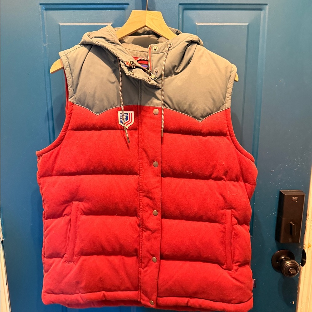 Patagonia Red and Gray Puffer Vest